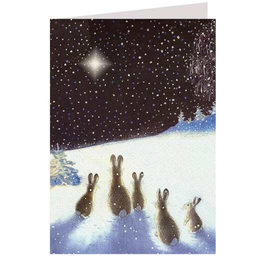 Rabbits Stargazing Christmas Card ~ England